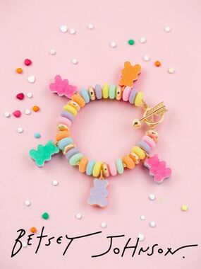 New BETSEY JOHNSON Y2K Fashion Stunning Gummy Bear Charm Flex Bracelet NWT